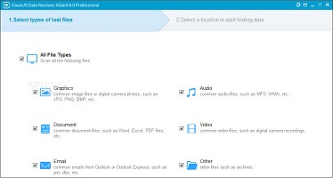 Showing the interface with file types in EaseUS Data Recovery Wizard Pro 8